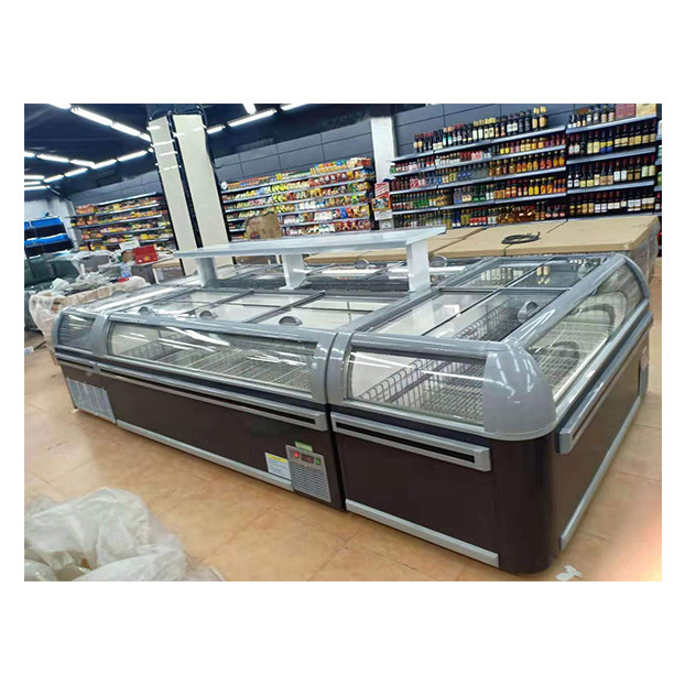 Commercial Supermarket Large Horizontal Sliding Door High-Quality Refrigerated Display Island Cabinet Freezer