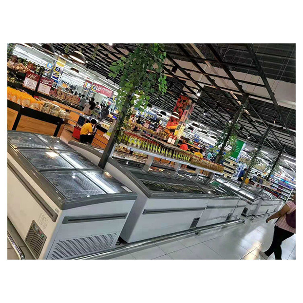 Commercial Supermarket Large Horizontal Sliding Door High-Quality Refrigerated Display Island Cabinet Freezer