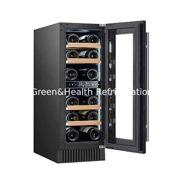 60 Bottles Glass Door Wine Cooler with Wood Shelving for Red Wine Refrigerated Storage