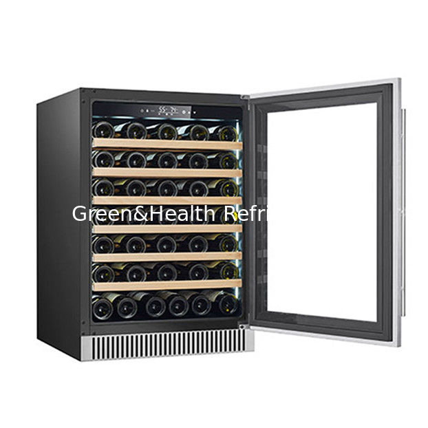 60 Bottles Glass Door Wine Cooler with Wood Shelving for Red Wine Refrigerated Storage
