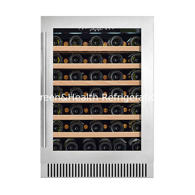 60 Bottles Glass Door Wine Cooler with Wood Shelving for Red Wine Refrigerated Storage