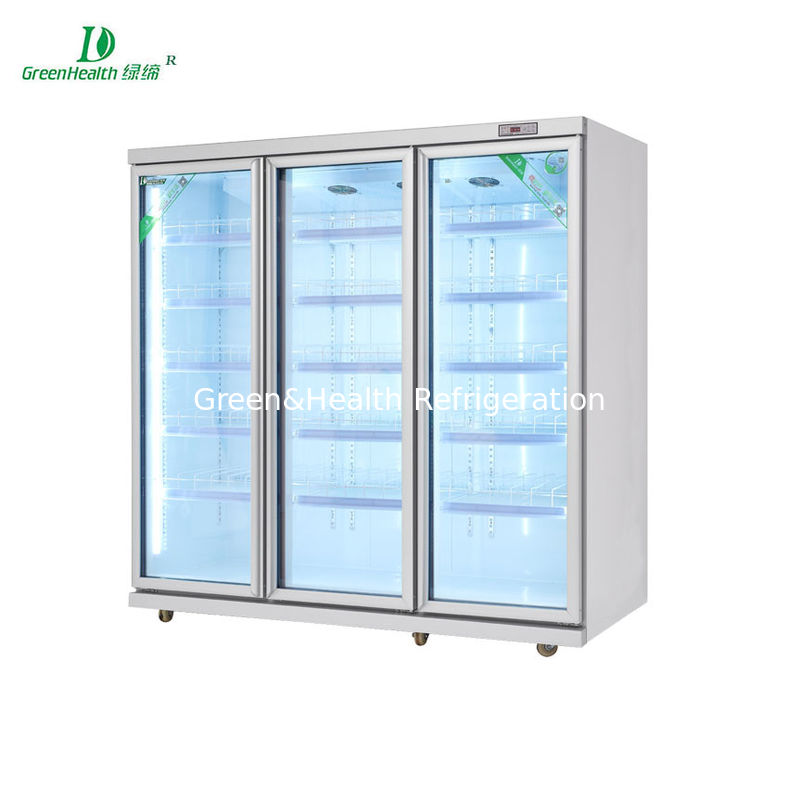 Glass Door Commercial Beverage Cooler / Supermarket Display Freezer