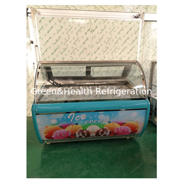 Factory Direct Curved Glass 16 Tray Ice Cream Display Freezer with Adjustable Thermostat