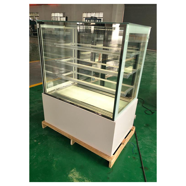 White / Black Right Angled Multi-Layer Shelf Glass Stainless Steel Cake Refrigeration Display Freezer