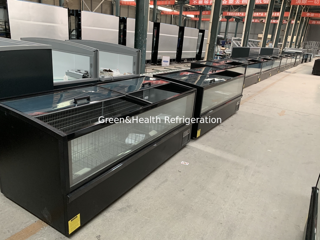 -22 degree Frozen Fish Meat display Merchandiser Plug-In Island Freezer for Supermarket