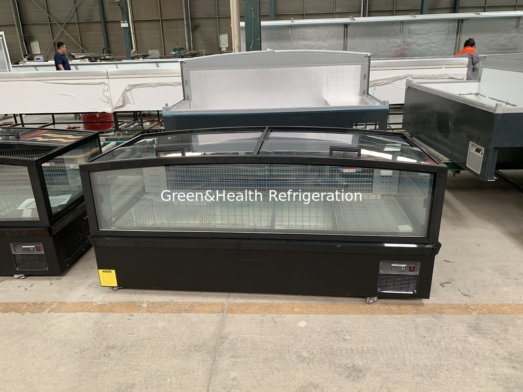 -22 degree Frozen Fish Meat display Merchandiser Plug-In Island Freezer for Supermarket