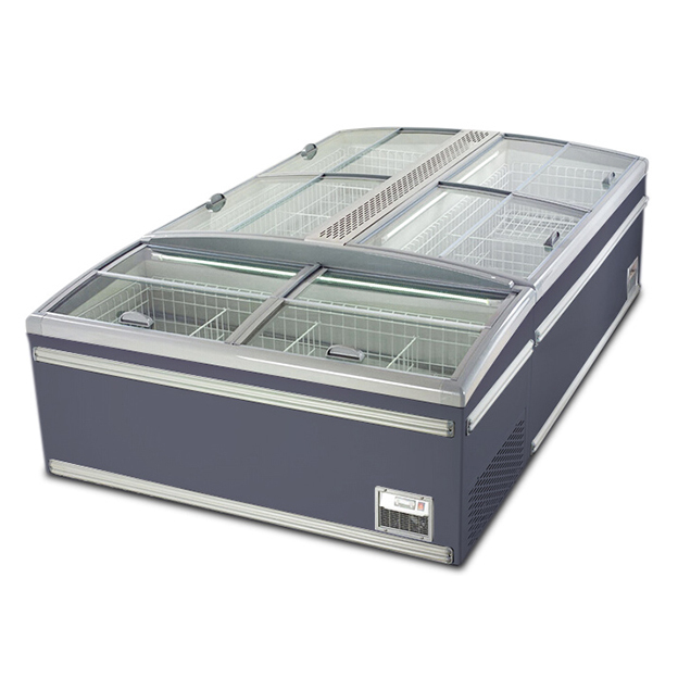 Horizontal Commercial Large Supermarket Frozen Goods/Frozen Fish Storage Refrigerated Island Cabinet Freezer