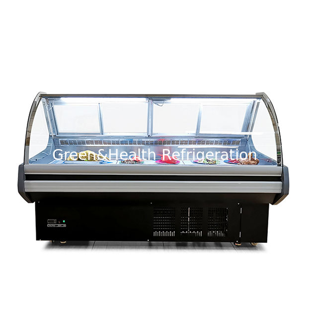 Commercial Horizontal Red With LED Lights Fresh Meat Storage Display Freezer For Sale