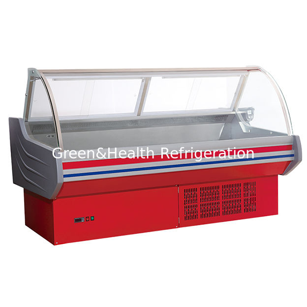 Commercial Horizontal Red With LED Lights Fresh Meat Storage Display Freezer For Sale