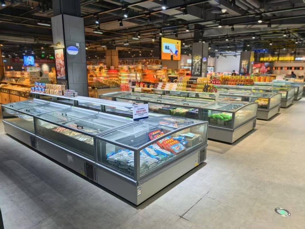 High-Efficiency Direct-Cooling Commercial Island Freezer | Auto-Defrost Supermarket Display Freezer With LED Lighting