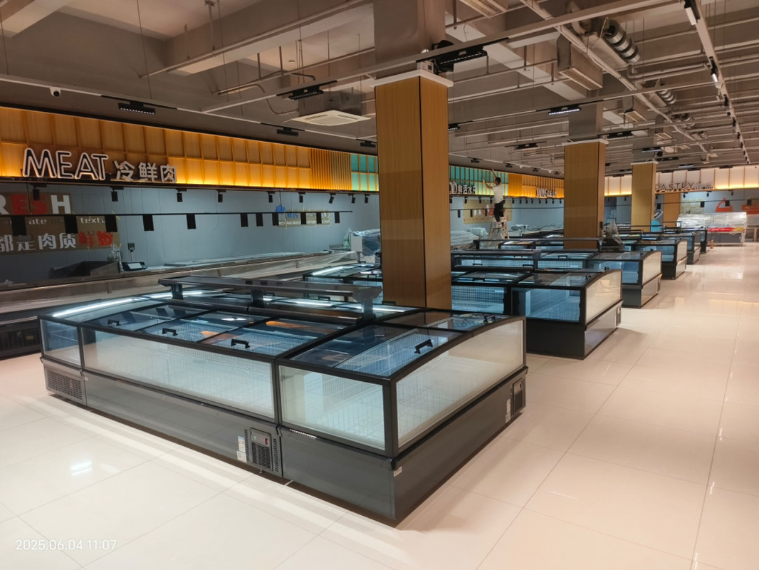 Supermarket Island Freezer Panoramic Glass Freezer Auto-Defrost Island Freezer With LED Lighting