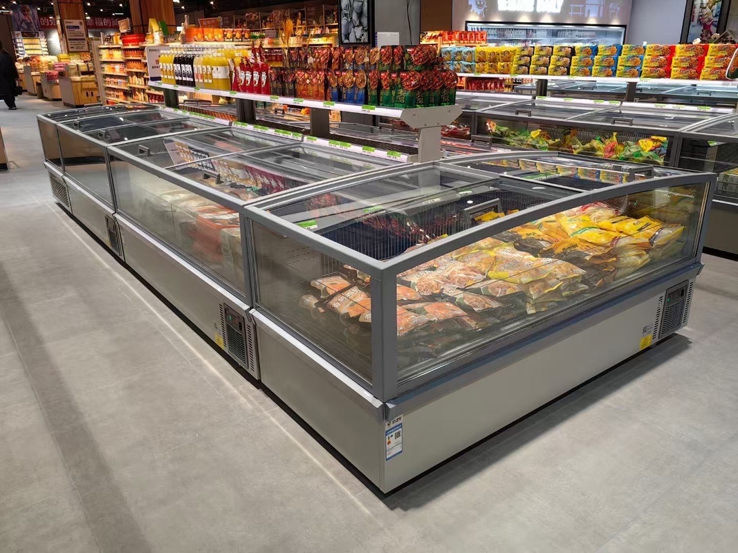 High-Efficiency Direct-Cooling Commercial Island Freezer | Auto-Defrost Supermarket Display Freezer With LED Lighting