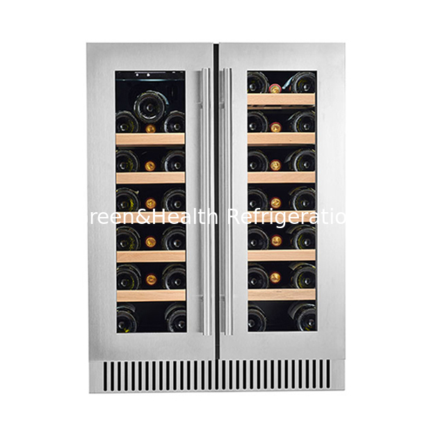 Factory Direct Sales 68 Bottles Oak Laminated Red Wine Refrigerated Display Red Wine Freezer