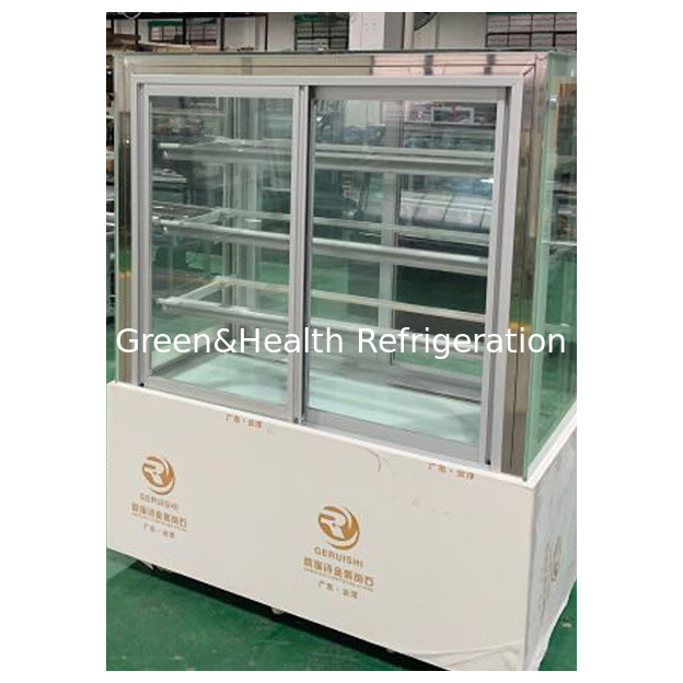 Factory Direct Sales Transparent Glass Right Angle Stainless Steel Cake Refrigerated Display Freezer