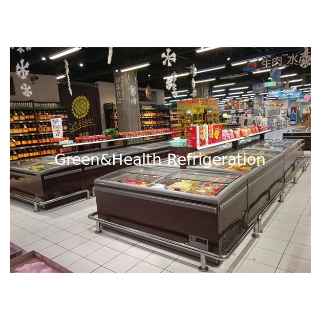 Horizontal Large Commercial Supermarket/Store Refrigerated Display Island Cabinet Freezer