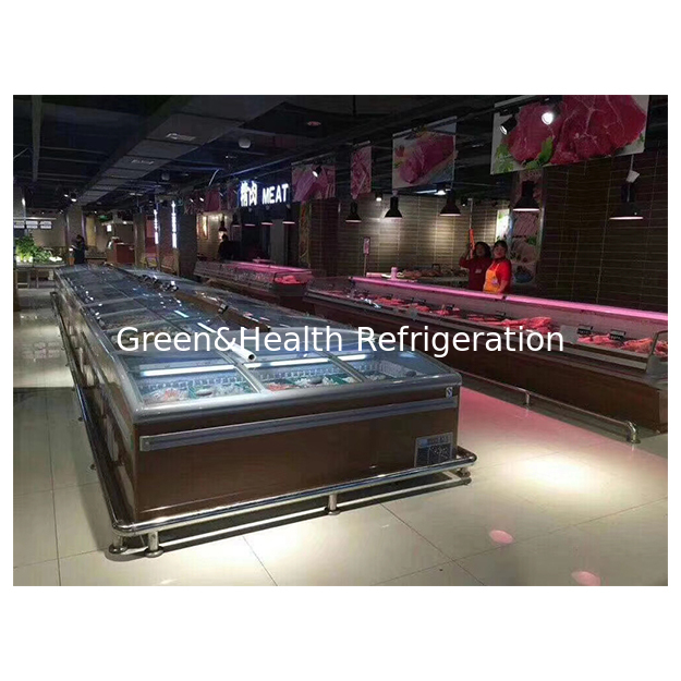 Horizontal Large Commercial Supermarket/Store Refrigerated Display Island Cabinet Freezer