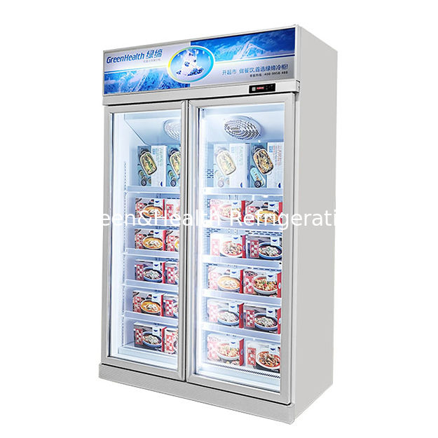 Commercial Glass Door Freezer with R290 Refrigerant Low-e Glass Door and LED Lighting for Frozen Goods Storage