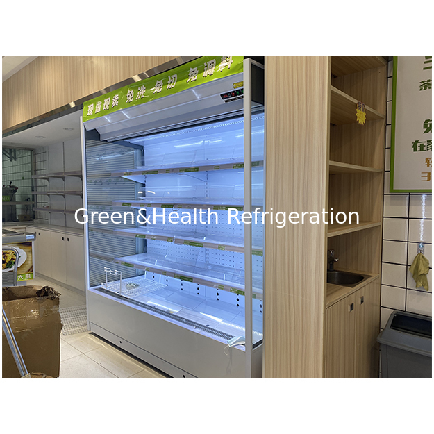 Right Angle Five Layer Glass Stainless Steel Structure Fruit/Vegetable/Milk Storage Refrigerated Open Freezer