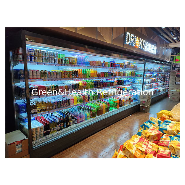 Right Angle Five Layer Glass Stainless Steel Structure Fruit/Vegetable/Milk Storage Refrigerated Open Freezer