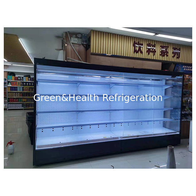 Right Angle Five Layer Glass Stainless Steel Structure Fruit/Vegetable/Milk Storage Refrigerated Open Freezer