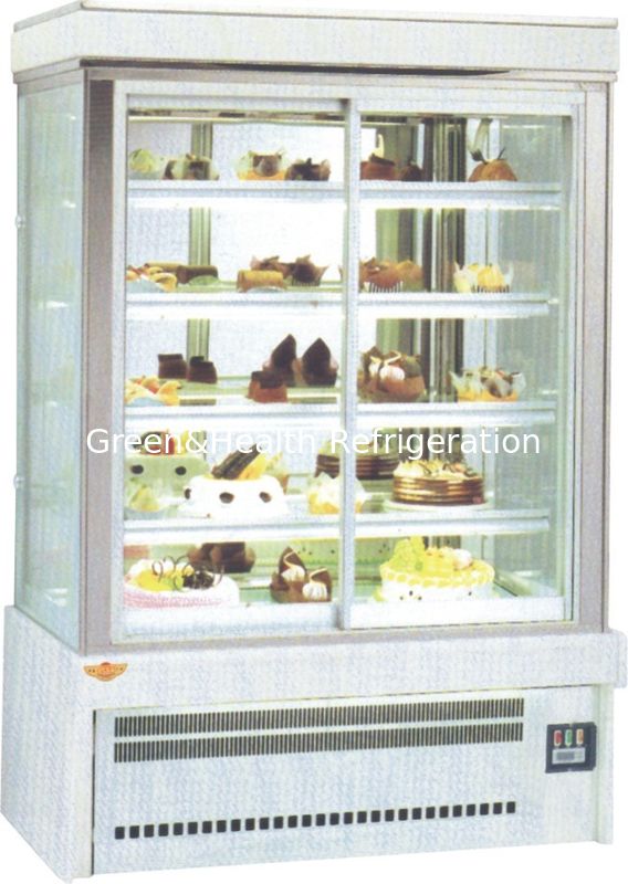 Pizza Salad Cake Display Cooler For Bakery Shop With 1.2 / 1.5 / 2m Four Sides Transparent Glass