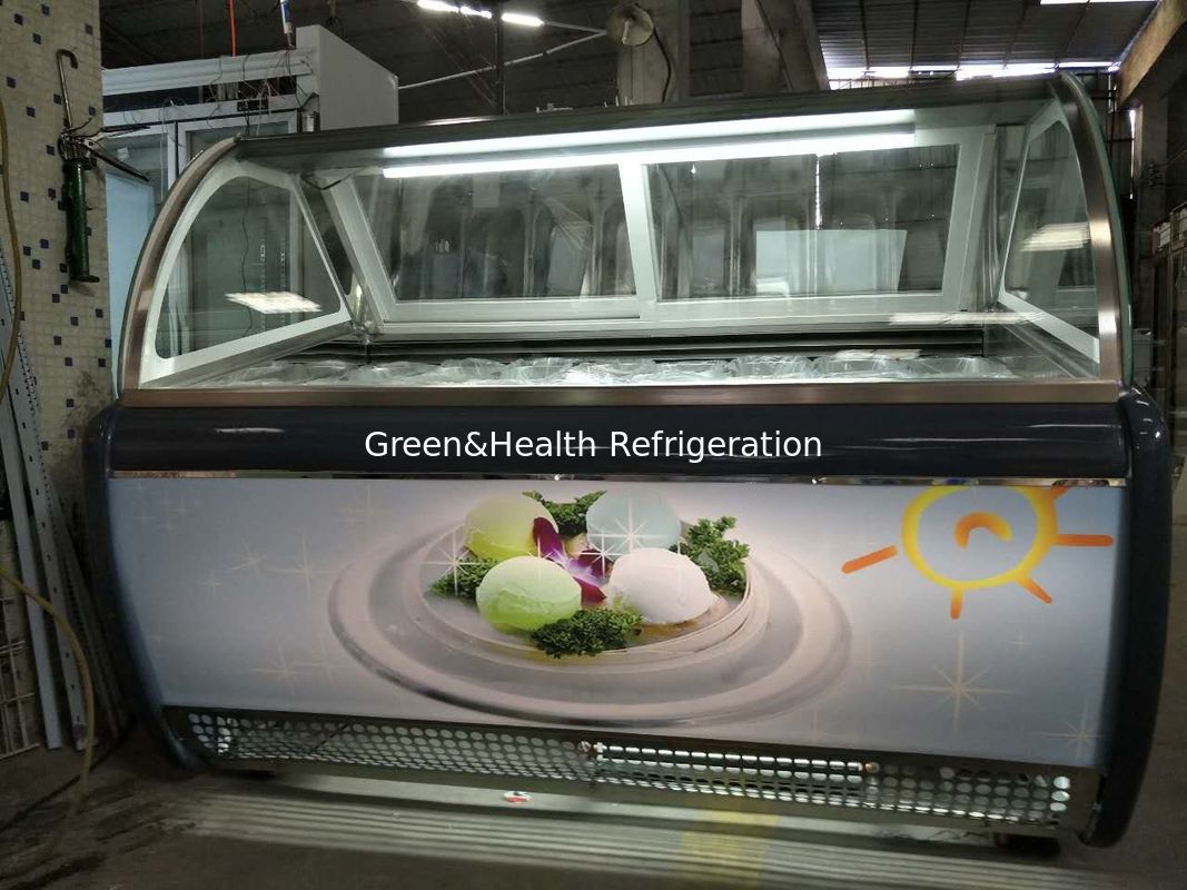 12 Pans Grey Color Italian Gelato Display Freezer For Ice Cream Shop