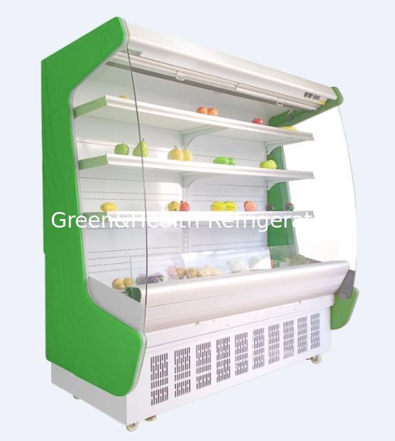 Energy Saving Multideck Open Display Chiller Showcase For Hypermarket With Wheels
