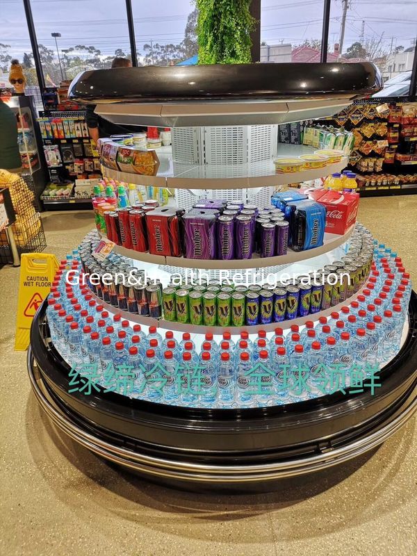 Green & Health Upright Vertical Multideck Open Chiller For Milk In Supermarket