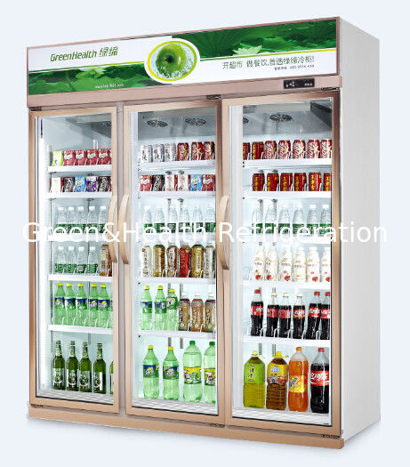 1700L commercial upright  beverage display cooler with 3 glass doors