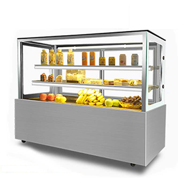 Factory Direct Sales Right Angle Stainless Steel Glass Material Cake Refrigeration Display Freezer