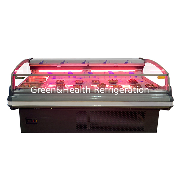 Built In Compressor European Semi Open Fresh Meat Storage Refrigeration Display Freezer
