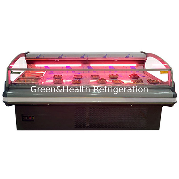 Built In Compressor European Semi Open Fresh Meat Storage Refrigeration Display Freezer