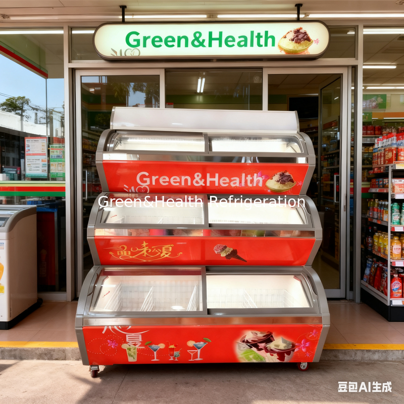3 Tiers Ice Cream Display Freezer With LED Lighting For frozen treats business