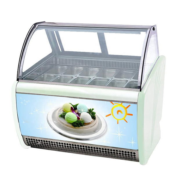 Double Row 14 Tray Large Capacity Ice Cream Storage Freezer For Sale