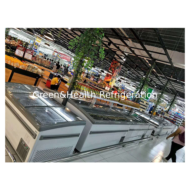 Supermarket Commercial Horizontal Product Frozen Storage Display Island Cabinet Freezer