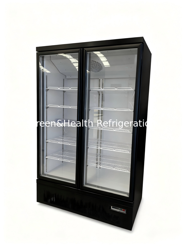 Commercial Upright Fridge 2 Glass Door Reach In Refrigerator Commercial Beverage Cooler