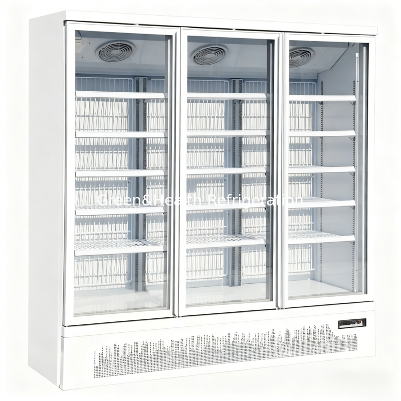 Energy Commercial Beverage Cooler 3 Glass Door Reach In Refrigerator for Supermarkets and Convenience Stores