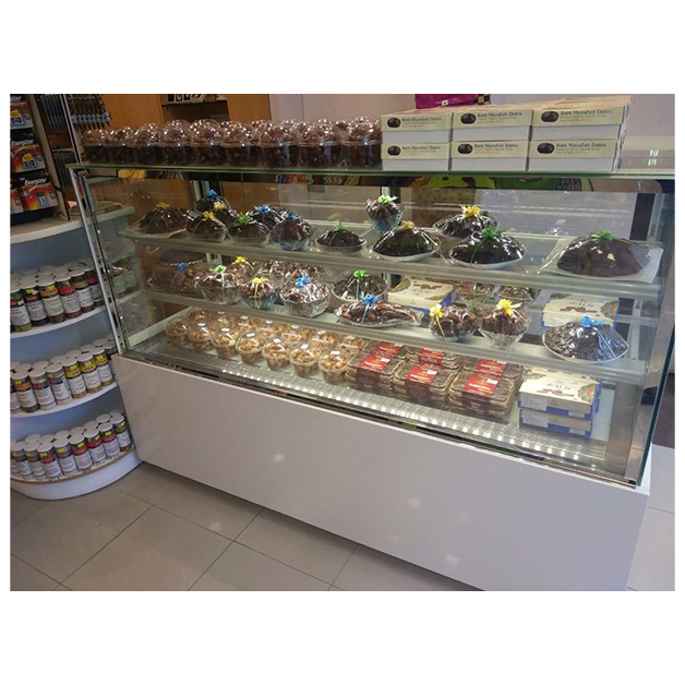 Three-Layer Shelves Cake Display Freezer with Marble Toughened Glass and Digital Thermostat for Cake Shops