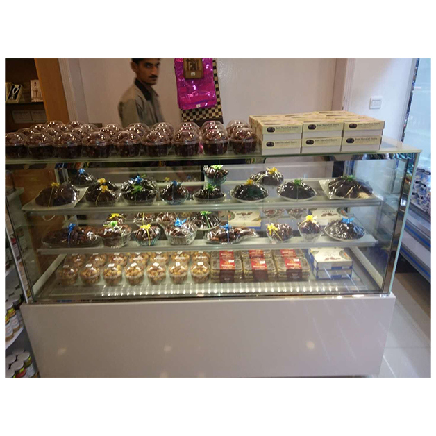 Three-Layer Shelves Cake Display Freezer with Marble Toughened Glass and Digital Thermostat for Cake Shops