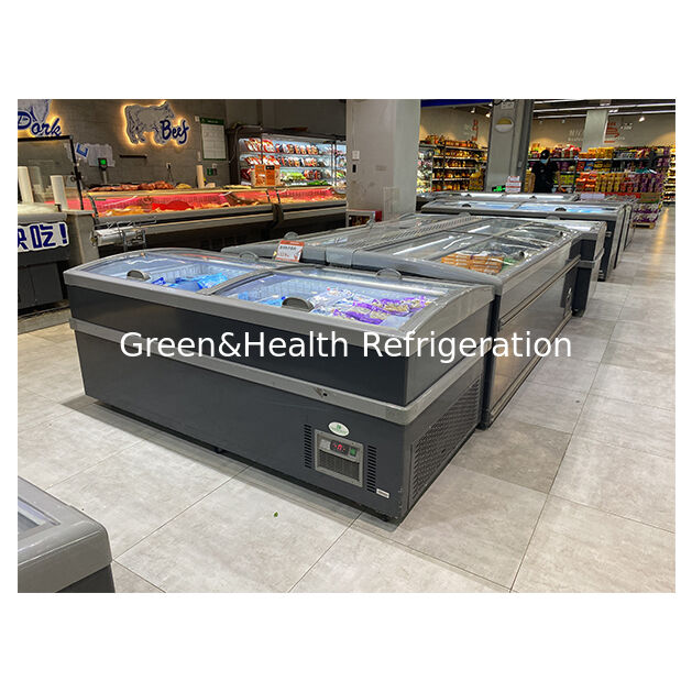 Commercial Island Freezer Supermarket Refrigeration Popsicles Product Storage Deep Freezer