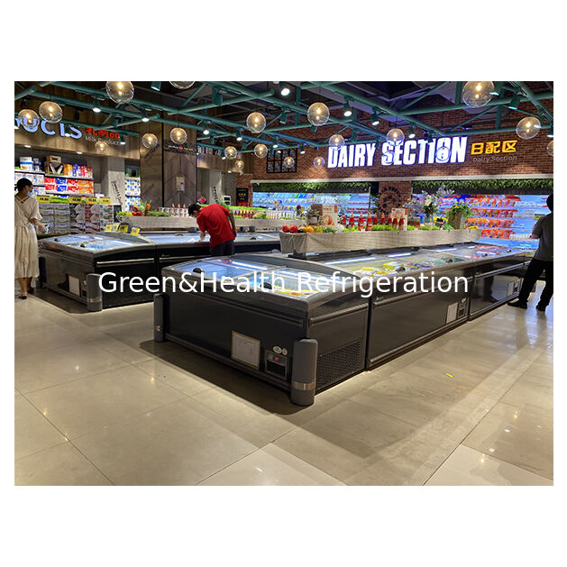 Commercial Island Freezer Supermarket Refrigeration Popsicles Product Storage Deep Freezer
