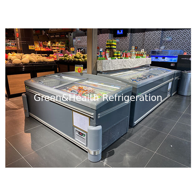 Commercial Island Freezer Supermarket Refrigeration Popsicles Product Storage Deep Freezer