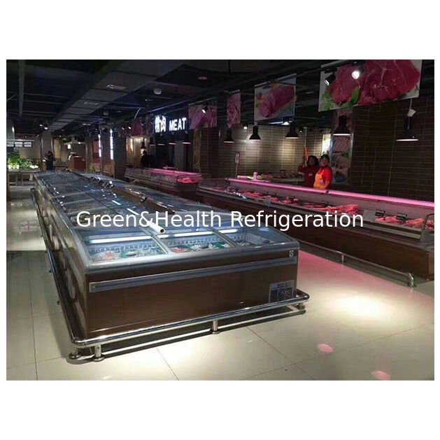 Supermarket Commercial Horizontal Frozen Food Storage Display Island Freezer Fridge