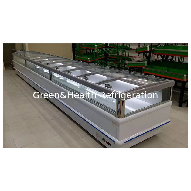 Supermarket Commercial Horizontal Frozen Food Storage Display Island Freezer Fridge