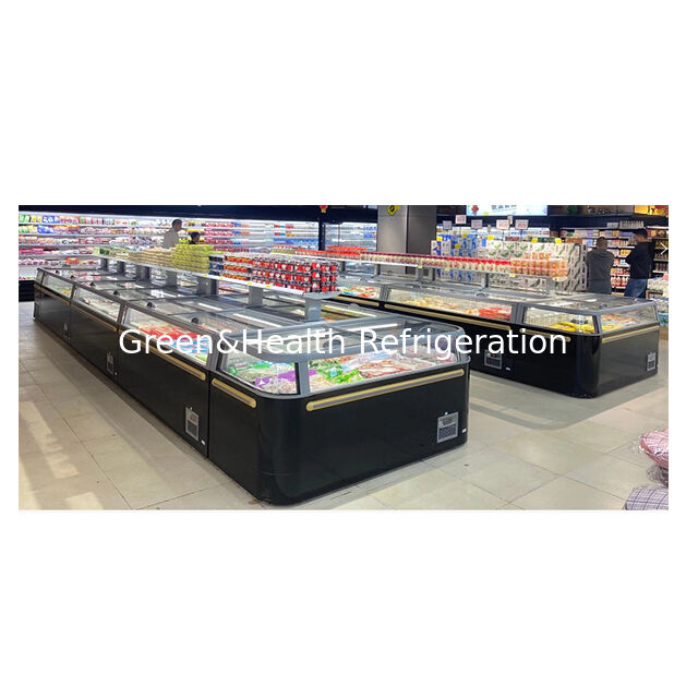 Supermarket Commercial Horizontal Frozen Food Storage Display Island Freezer Fridge