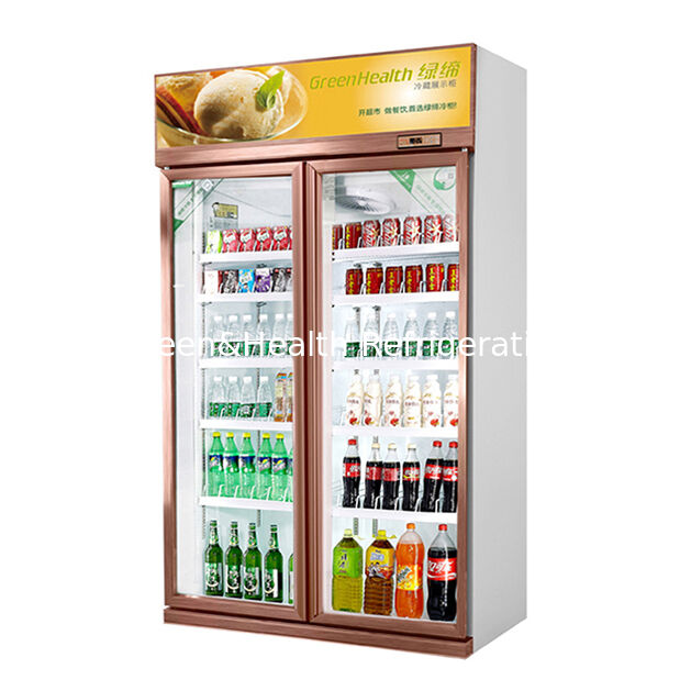 Two Glass Doors Beverage Display Freezer with Top-Mounted Refrigeration Unit, Auto Defrost, and 1154L Volume
