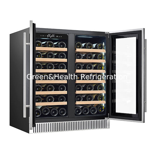 ETL Certificate 68 Bottle Independent Dual Temperature Two Glass Door Red Wine Refrigerated Storage Display Freezer
