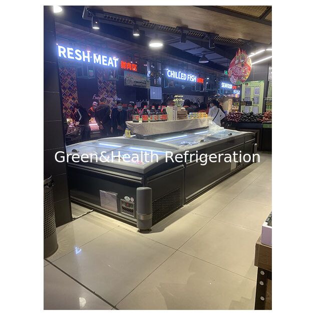 Supermarket/Store Horizontal Large Frozen Food Storage Display Island Cabinet Refrigerator