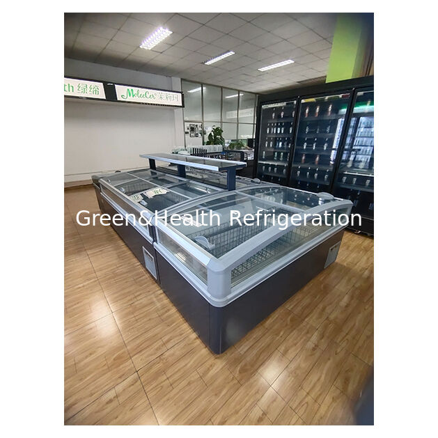 Supermarket/Store Horizontal Large Frozen Food Storage Display Island Cabinet Refrigerator