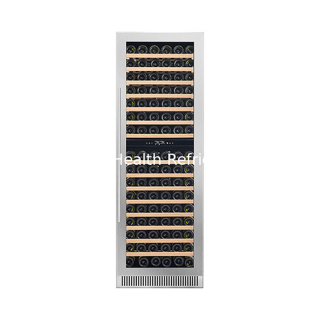 185 Bottle Vertical Two Temperature Zone Beech Wood Shelf Red Wine Storage Refrigerated Freezer